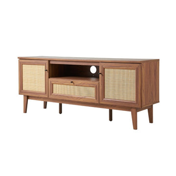 Finley 59 in. Farmhouse Caned TV Stand with Drawer and Storage Doors Fits TVs up to 65 in. with Cable Management - JONATHAN Y